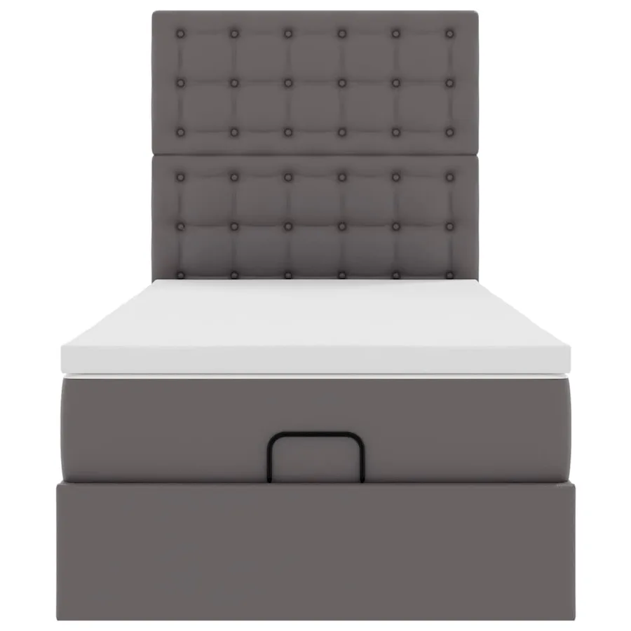 Lit ottoman avec matelas gris 100x200 cm similicuir - 7