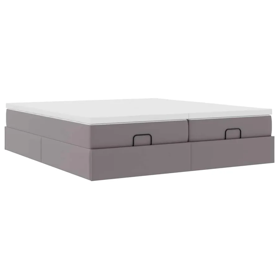 Cadre de lit ottoman avec matelas gris 200x200 cm similicuir - 6
