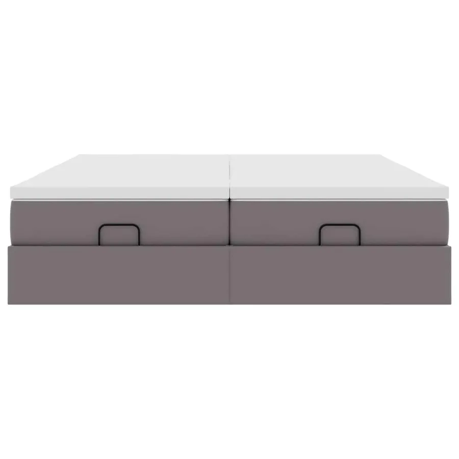 Cadre de lit ottoman avec matelas gris 200x200 cm similicuir - 7
