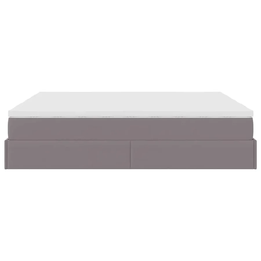 Cadre de lit ottoman avec matelas gris 200x200 cm similicuir - 9