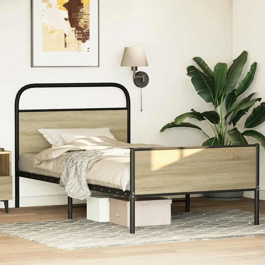 Cadre de lit sans matelas 90x190cm chêne sonoma bois ingénierie - 4