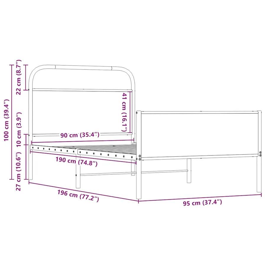 Cadre de lit sans matelas 90x190cm chêne sonoma bois ingénierie - 9