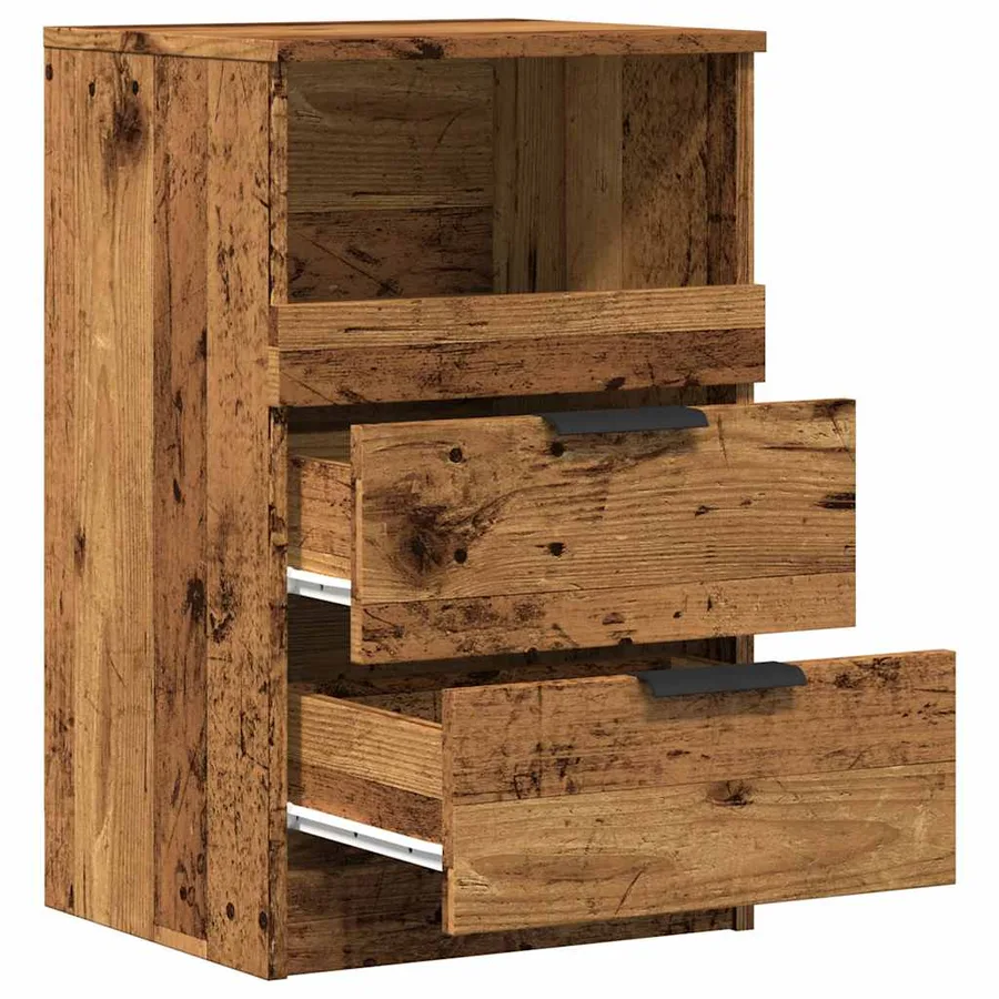 Table de chevet vieux bois 40x36x65 cm bois d'ingénierie - 9