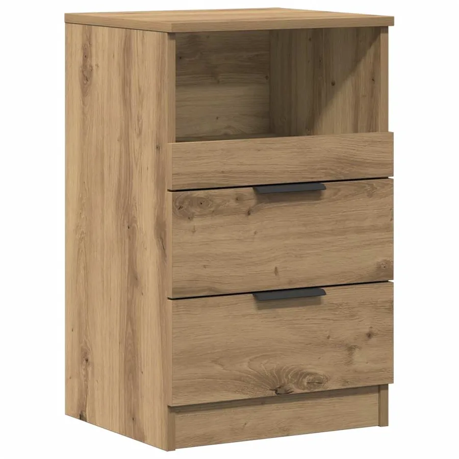 Table de chevet chêne artisanal 40x36x65 cm bois d'ingénierie - 2
