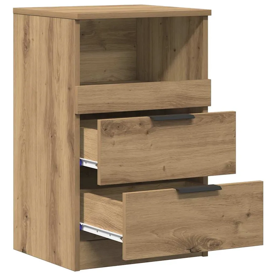 Table de chevet chêne artisanal 40x36x65 cm bois d'ingénierie - 5