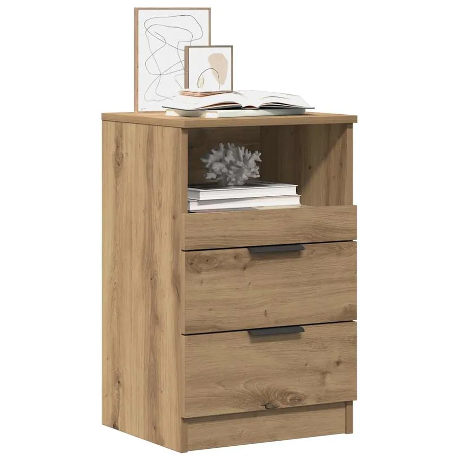 Table de chevet chêne artisanal 40x36x65 cm bois d'ingénierie - 8