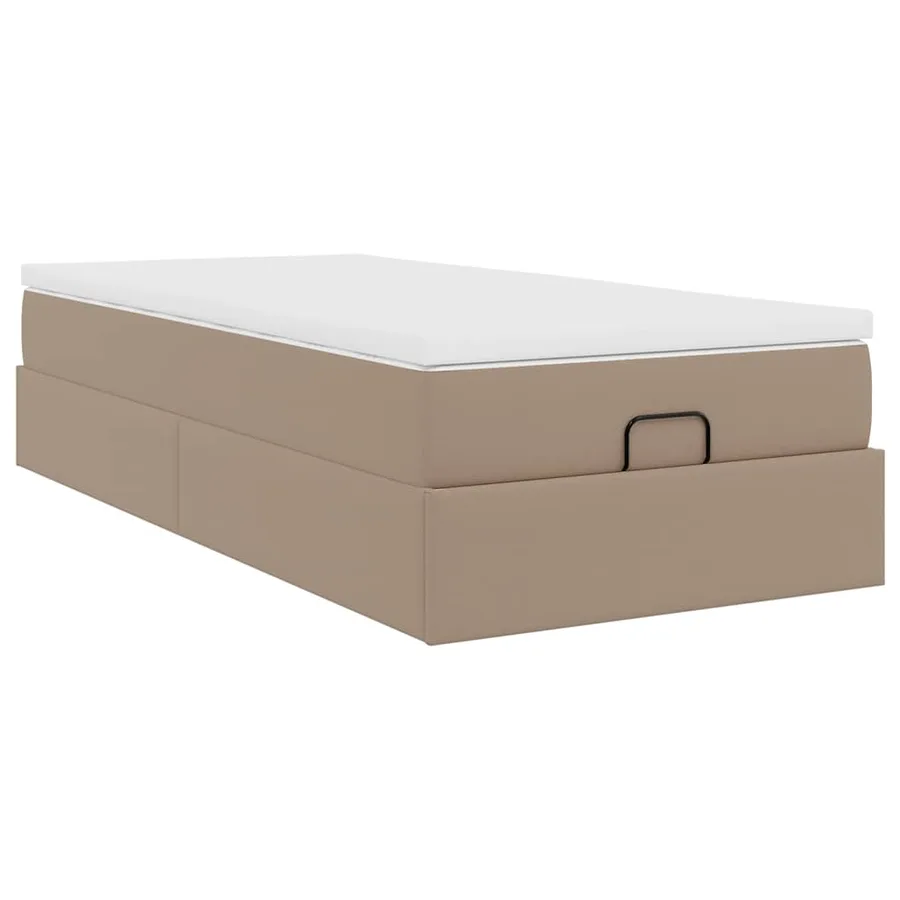 Cadre de lit ottoman et matelas cappuccino 100x200cm similicuir - 10