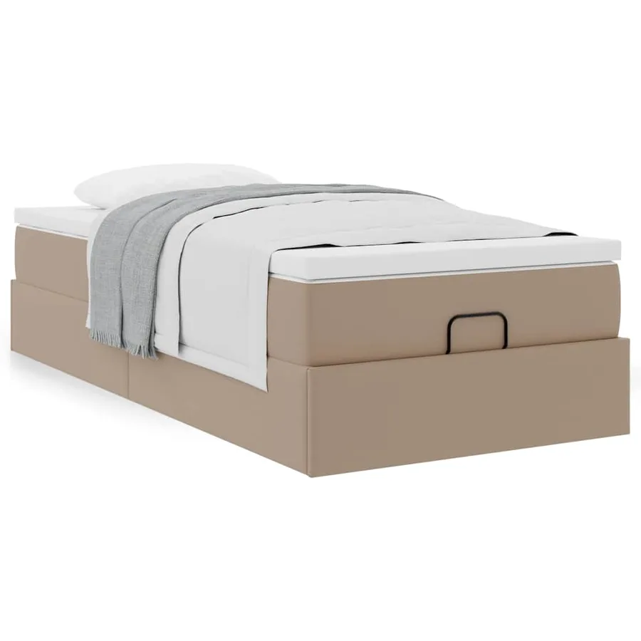 Cadre de lit ottoman et matelas cappuccino 100x200cm similicuir - 4