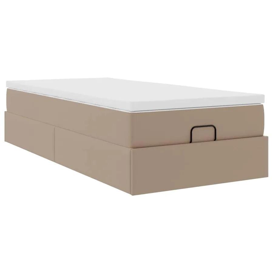 Cadre de lit ottoman et matelas cappuccino 100x200cm similicuir - 6