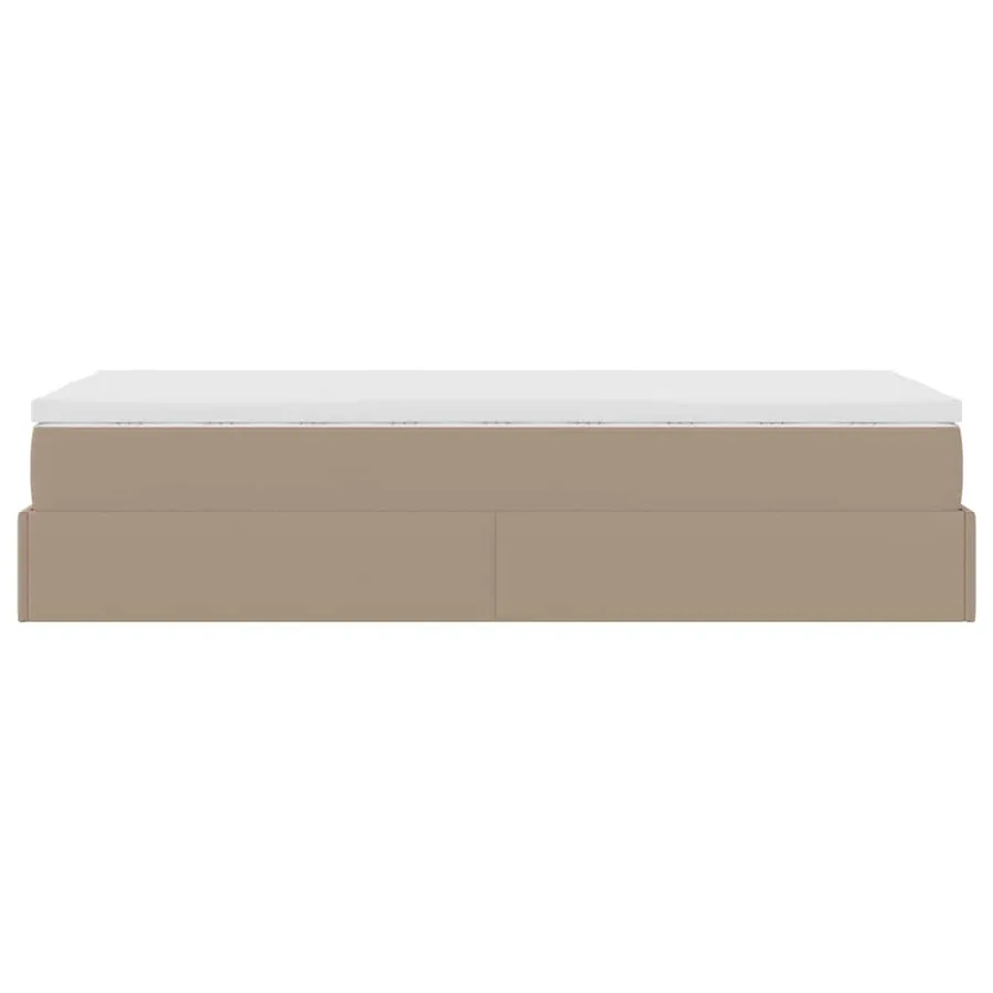 Cadre de lit ottoman et matelas cappuccino 100x200cm similicuir - 9