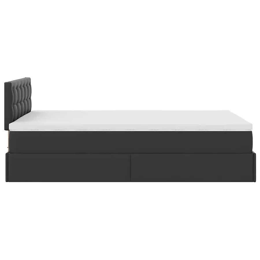 Cadre de lit ottoman avec matelas noir 120x190 cm similicuir - 10