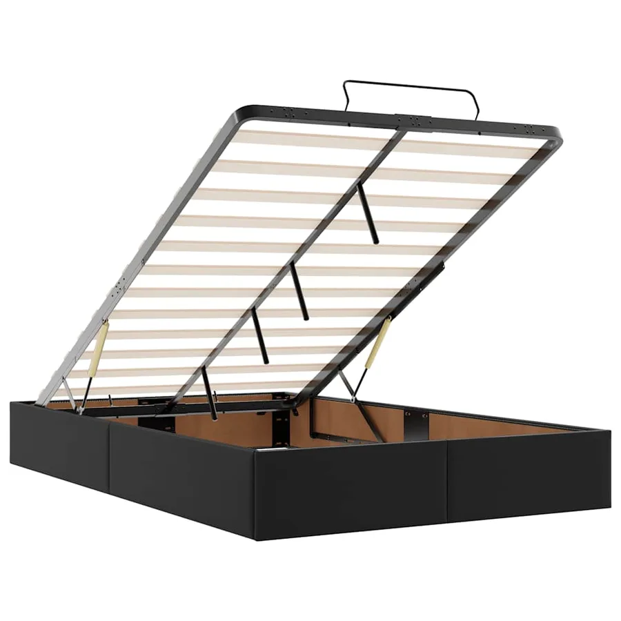 Cadre de lit ottoman avec matelas noir 120x190 cm similicuir - 12