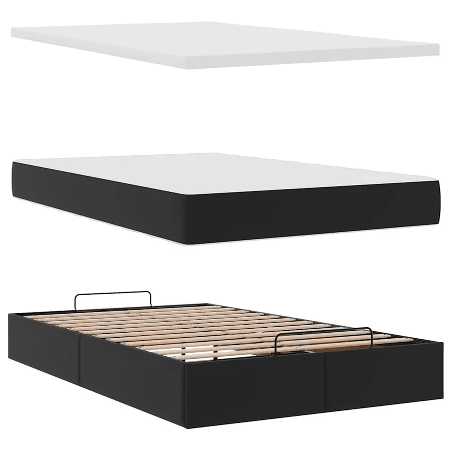Cadre de lit ottoman avec matelas noir 120x190 cm similicuir - 8