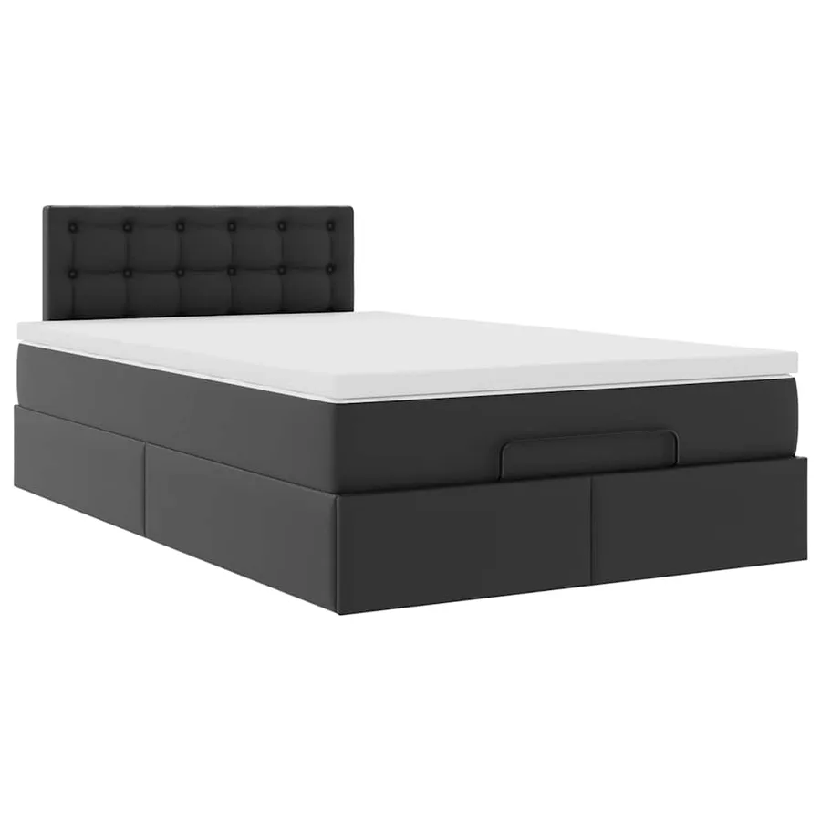 Lit ottoman avec matelas & LED noir 120x190cm similicuir - 7