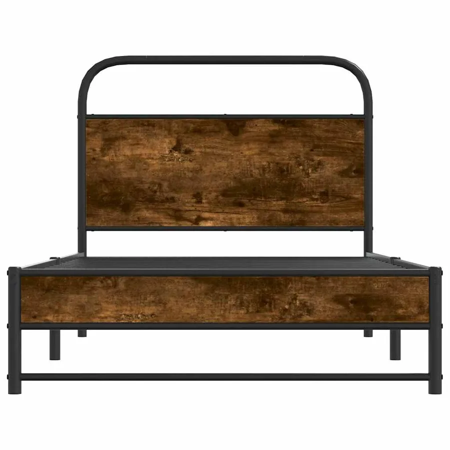 Cadre de lit sans matelas 100x190 cm chêne fumé bois ingénierie - 5