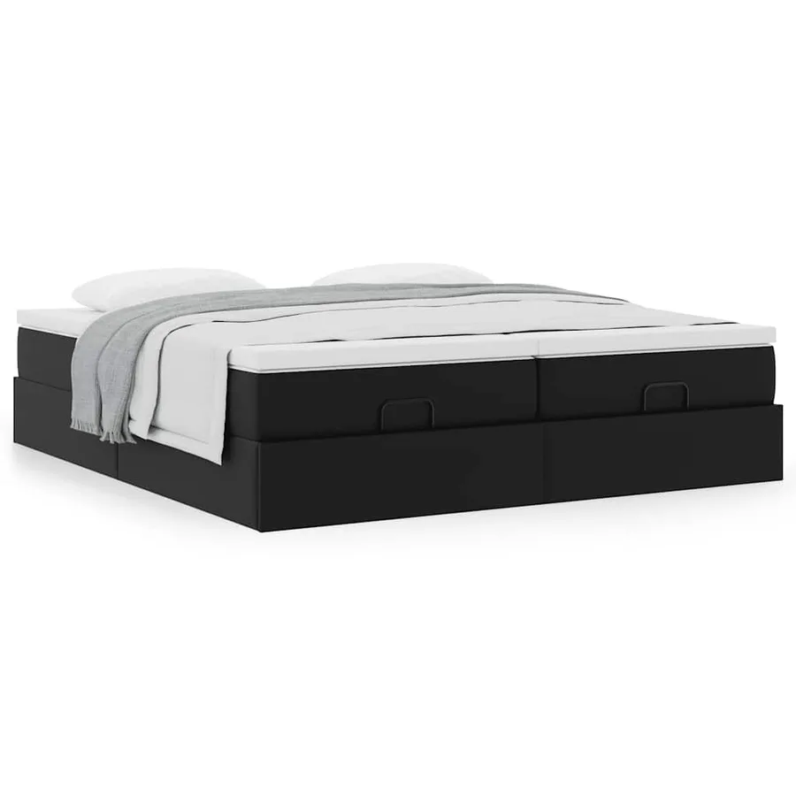 Cadre de lit ottoman avec matelas noir 180x200 cm similicuir - 4
