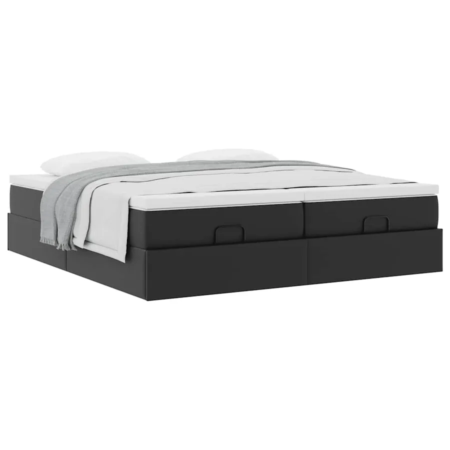 Cadre de lit ottoman avec matelas noir 180x200 cm similicuir - 5