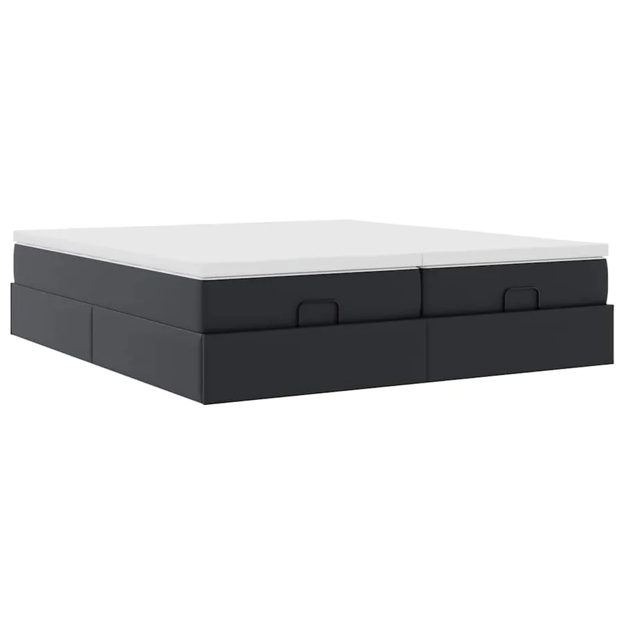 Cadre de lit ottoman avec matelas noir 180x200 cm similicuir - 6