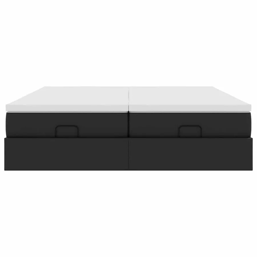 Cadre de lit ottoman avec matelas noir 180x200 cm similicuir - 7