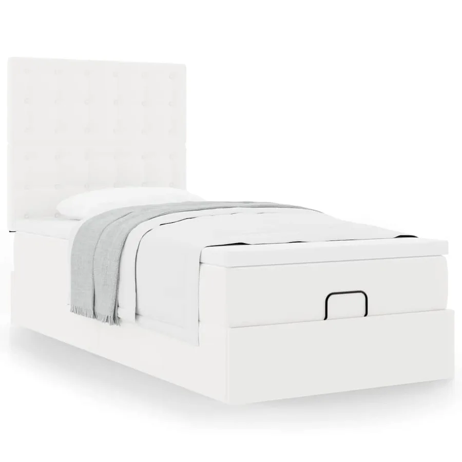Lit ottoman avec matelas blanc 90x190 cm similicuir - 5