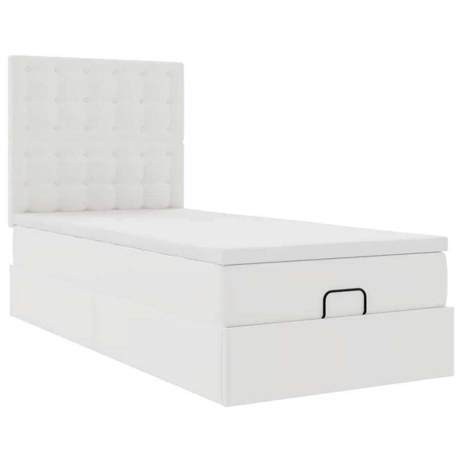 Lit ottoman avec matelas blanc 90x190 cm similicuir - 6