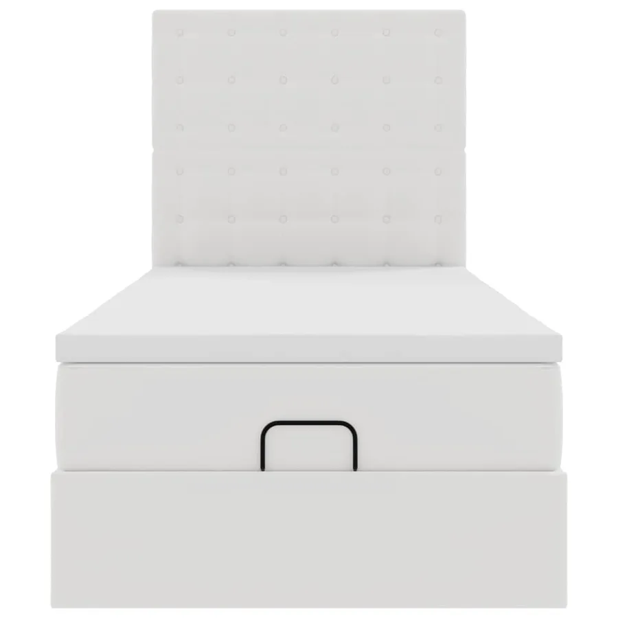 Lit ottoman avec matelas blanc 90x190 cm similicuir - 7