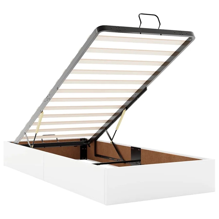 Lit ottoman avec matelas blanc 90x190 cm similicuir - 12