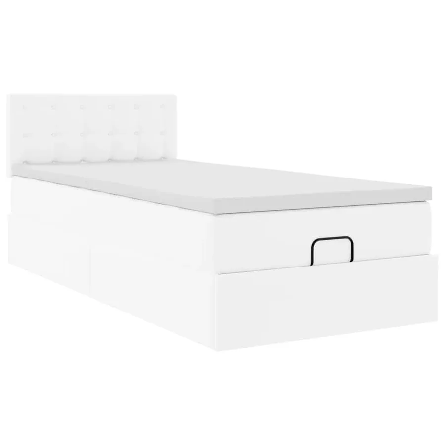 Lit ottoman avec matelas blanc 90x190 cm similicuir - 6