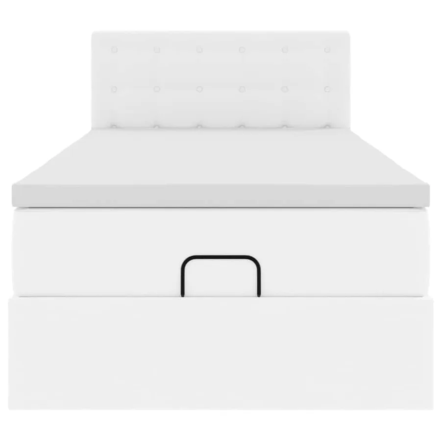 Lit ottoman avec matelas blanc 90x190 cm similicuir - 7