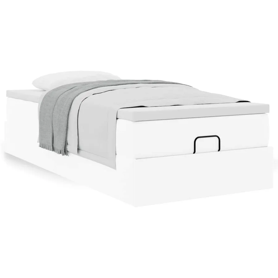 Cadre de lit ottoman avec matelas blanc 90x190 cm similicuir - 4