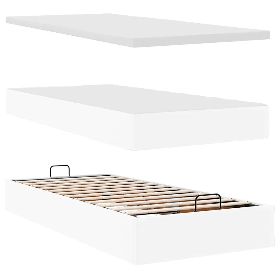 Cadre de lit ottoman avec matelas blanc 90x190 cm similicuir - 8