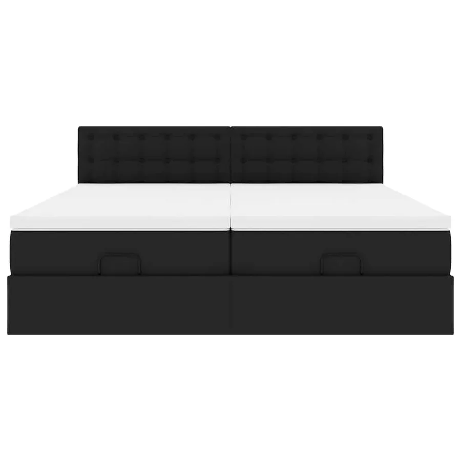 Lit ottoman avec matelas & LED Noir 180x200cm similicuir - 8