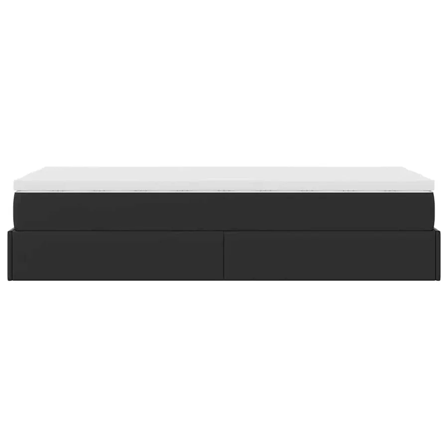 Cadre de lit ottoman avec matelas noir 80x200 cm similicuir - 9