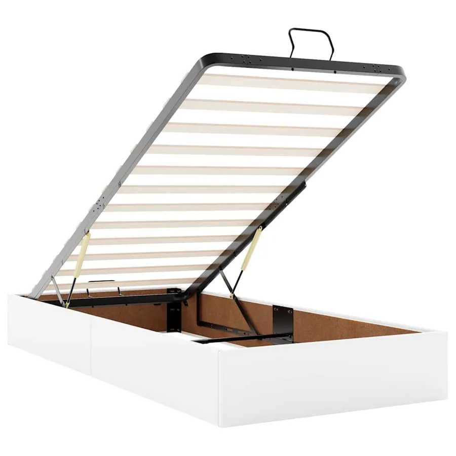 Cadre de lit ottoman avec matelas blanc 200x200 cm similicuir - 11