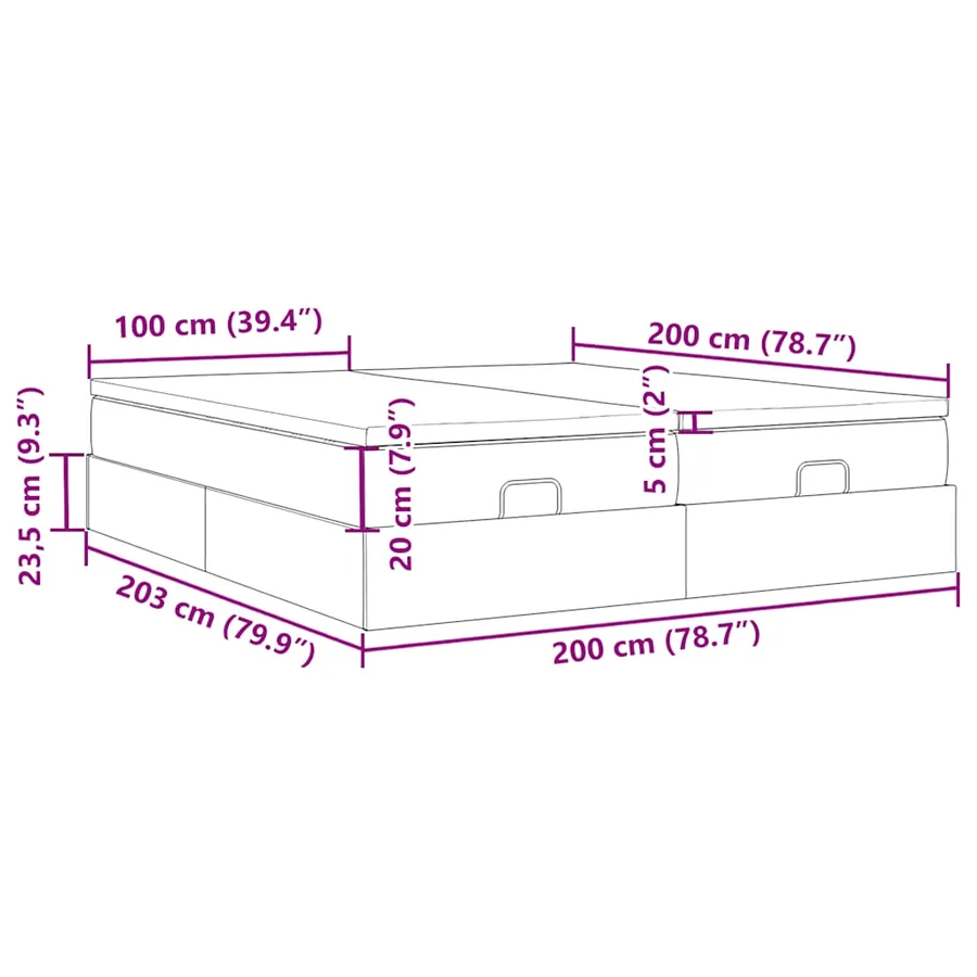 Cadre de lit ottoman avec matelas blanc 200x200 cm similicuir - 17