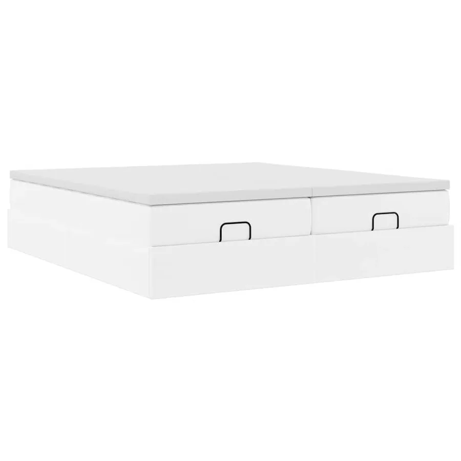 Cadre de lit ottoman avec matelas blanc 200x200 cm similicuir - 6