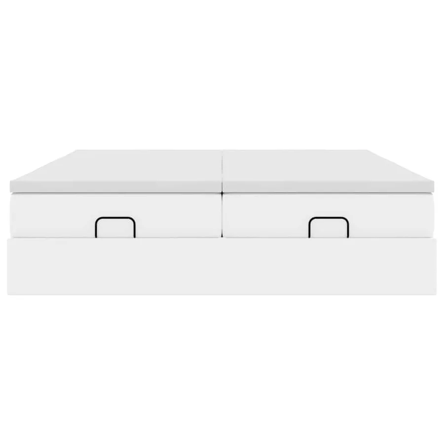 Cadre de lit ottoman avec matelas blanc 200x200 cm similicuir - 7