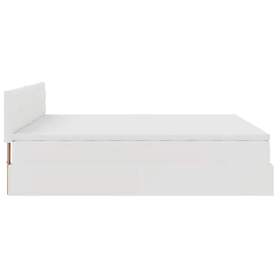 Cadre de lit ottoman avec matelas blanc 200x200 cm similicuir - 10