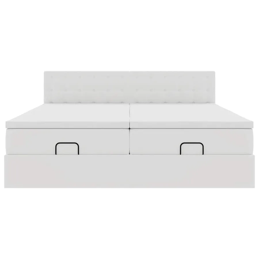 Cadre de lit ottoman avec matelas blanc 200x200 cm similicuir - 7
