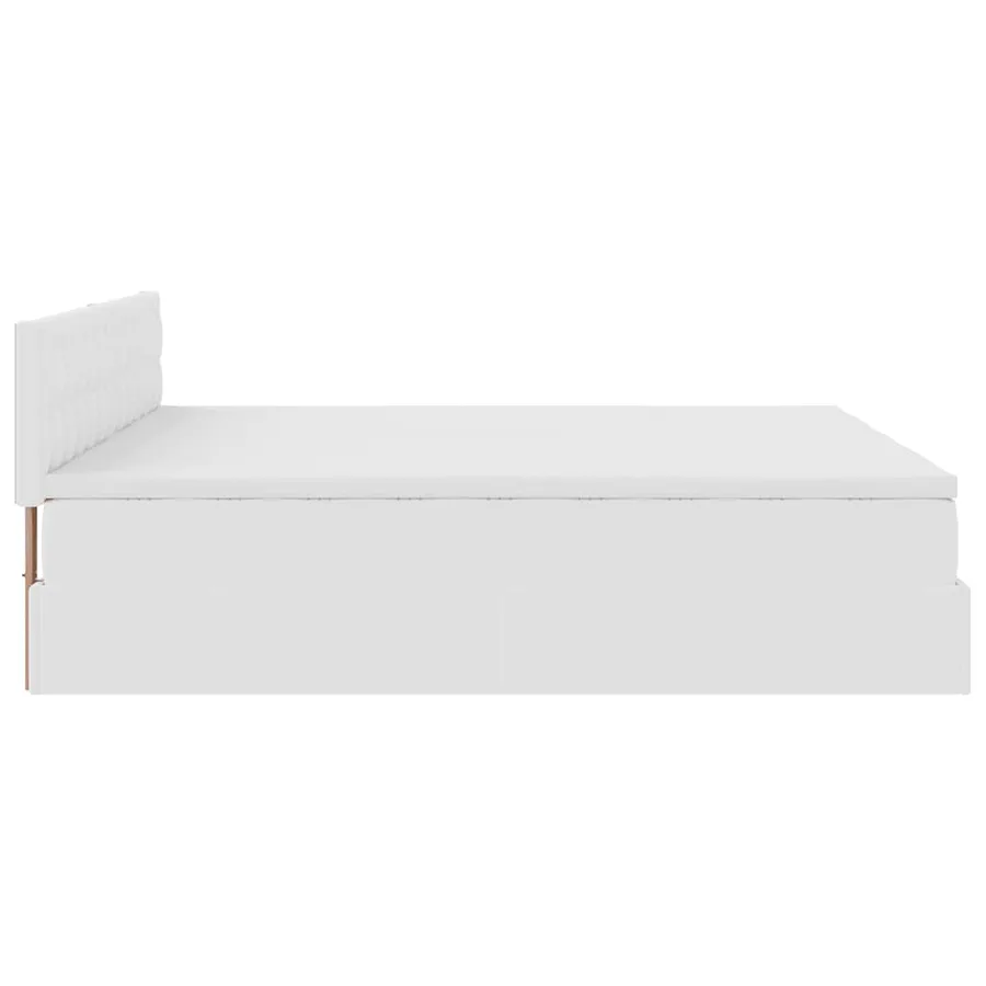 Cadre de lit ottoman avec matelas blanc 200x200 cm similicuir - 11