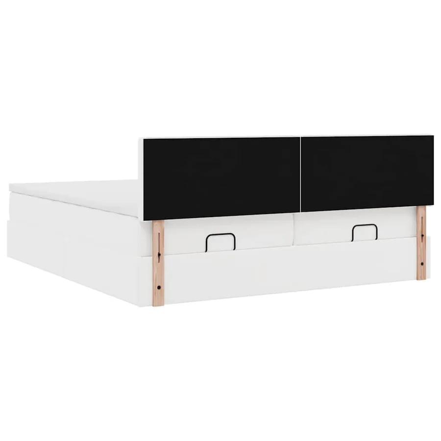 Cadre de lit ottoman avec matelas blanc 200x200 cm similicuir - 12