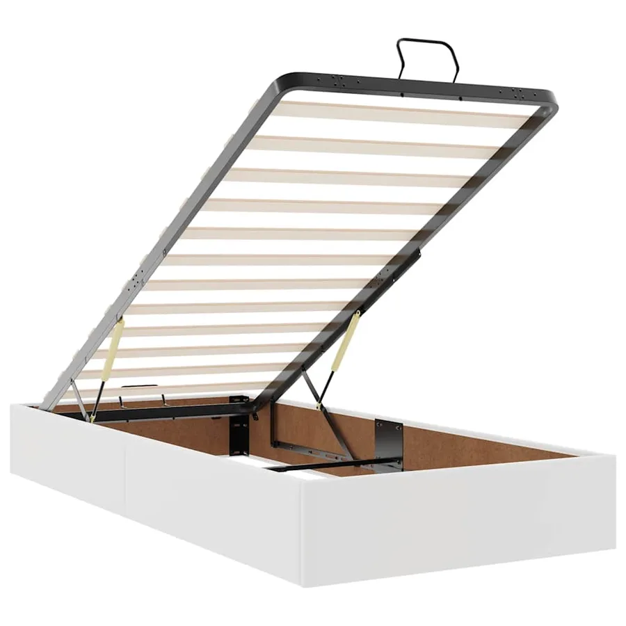 Cadre de lit ottoman avec matelas blanc 200x200 cm similicuir - 13