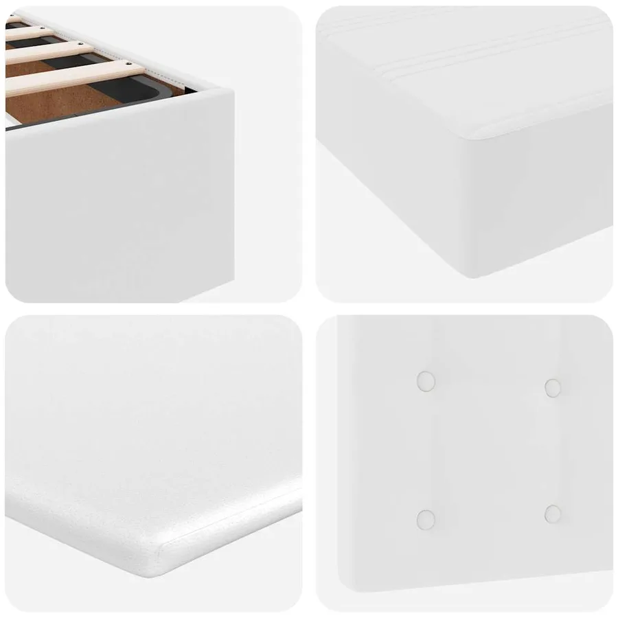 Cadre de lit ottoman avec matelas blanc 200x200 cm similicuir - 16