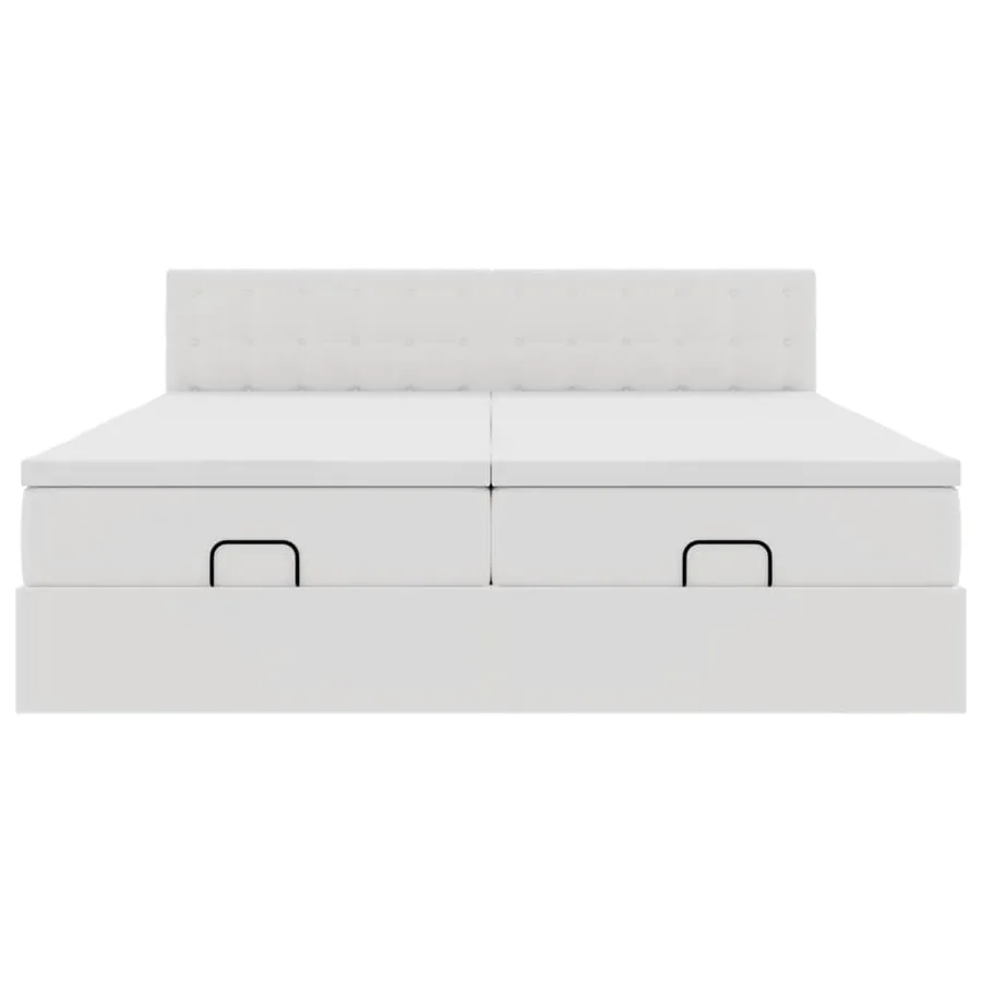 Cadre de lit ottoman avec matelas blanc 200x200 cm similicuir - 8