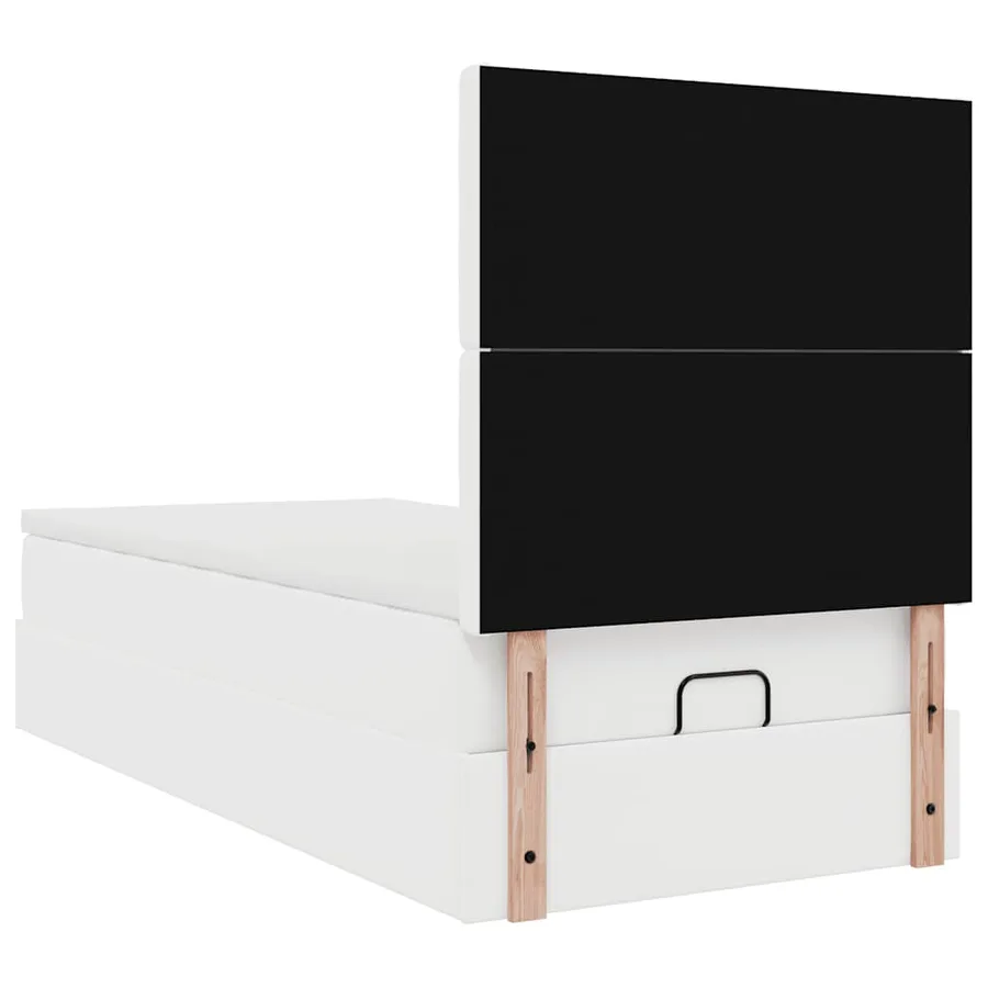 Lit ottoman avec matelas blanc 90x200 cm similicuir - 11