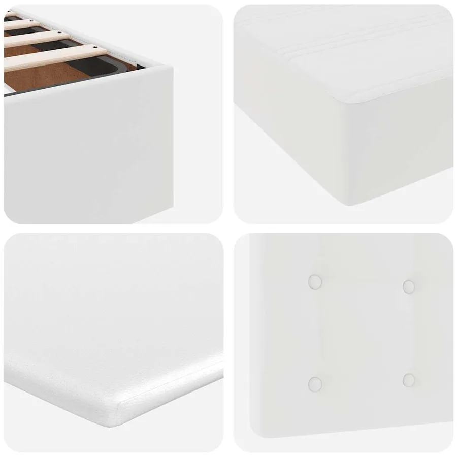 Lit ottoman avec matelas blanc 90x200 cm similicuir - 14
