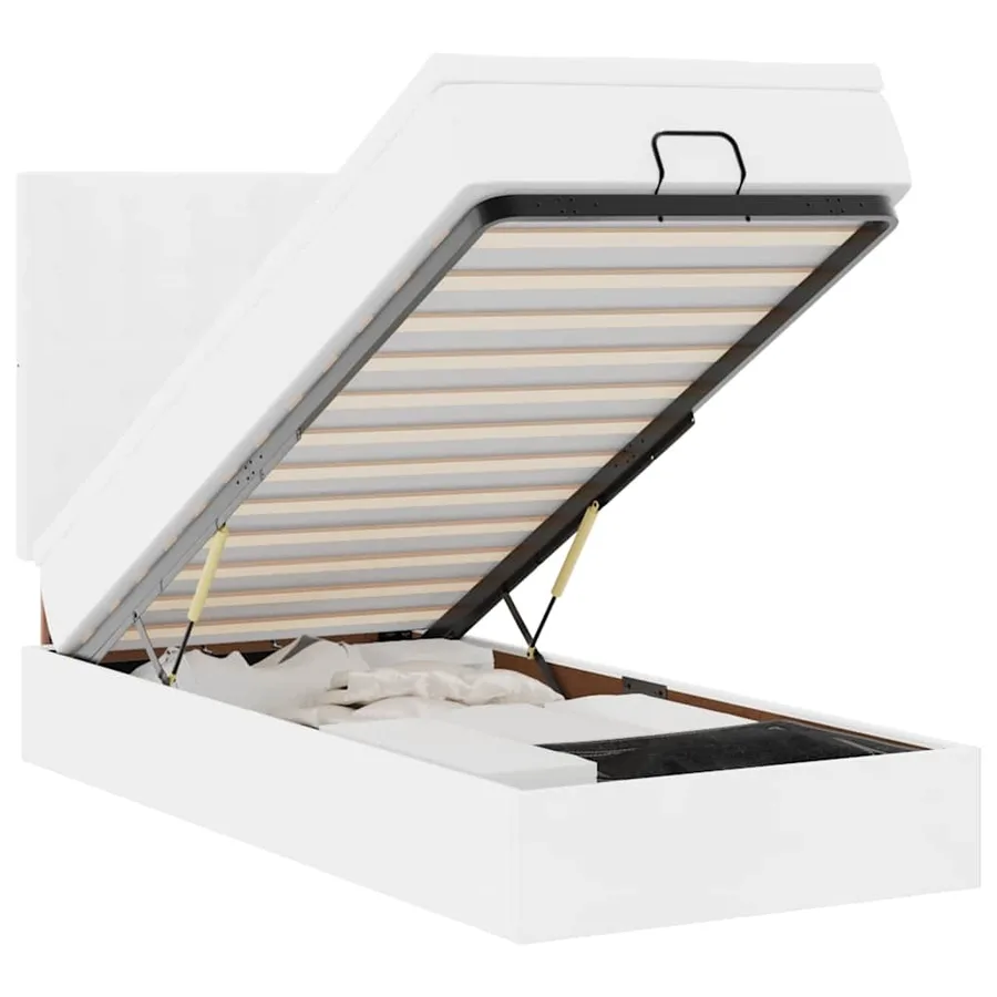 Lit ottoman avec matelas blanc 90x200 cm similicuir - 2