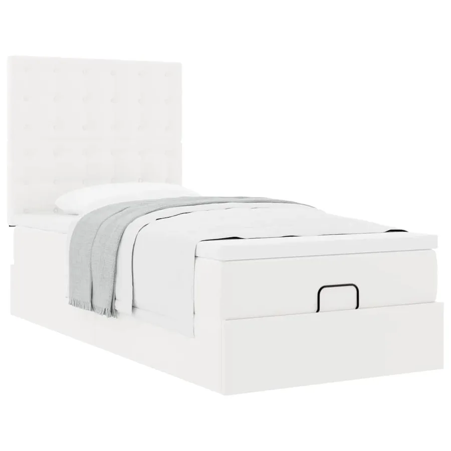 Lit ottoman avec matelas blanc 90x200 cm similicuir - 4