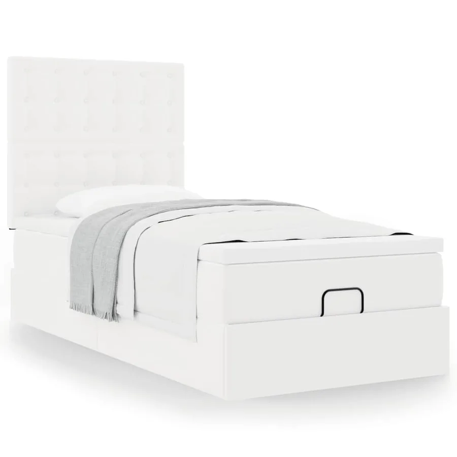 Lit ottoman avec matelas blanc 90x200 cm similicuir - 5