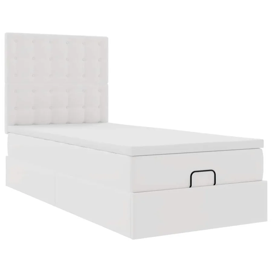 Lit ottoman avec matelas blanc 90x200 cm similicuir - 6